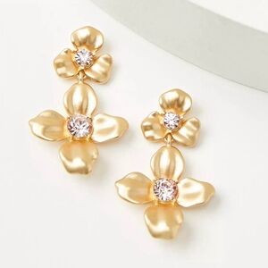 NWOB | LOFT | Pink Gemstone Floral Drop Earrings